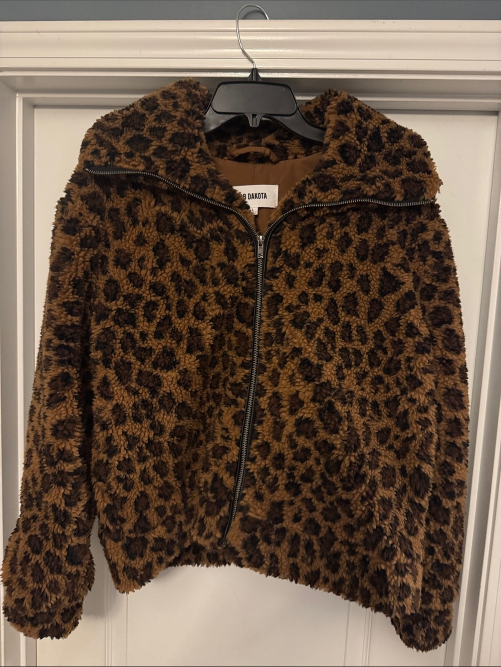 BB Dakota Leopard Teddy Zip Jacket - Brown & Black